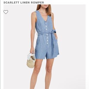 Rails Blue Scarlett Linen Tie-Waist Romper